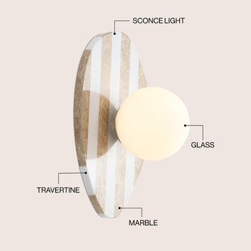 Tivoli 12" Modern Minimalist 1-Light Ovoid Travertine LED Wall Sconce